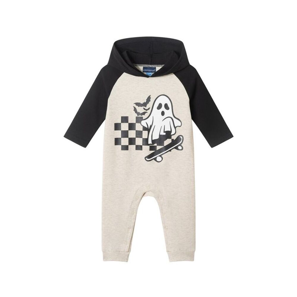 Andy & Evan Boys  Hooded Romper, Black